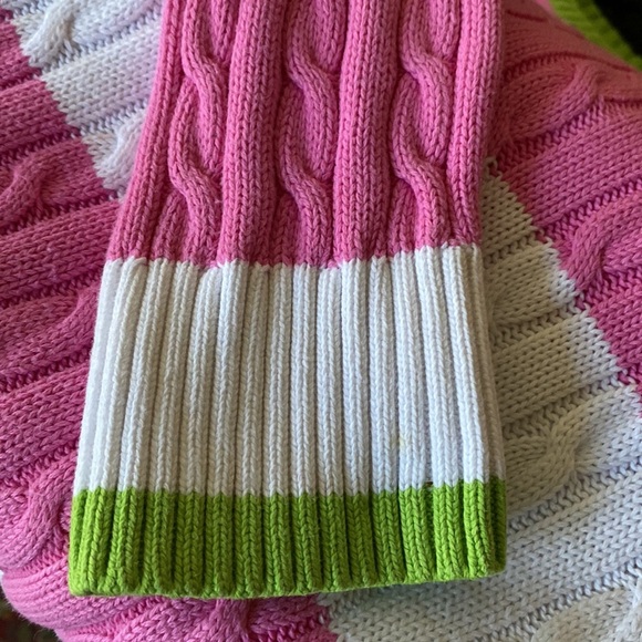 Lilly Pulitzer pink & white striped cable knit 100% cotton sweater - Picture 12 of 13